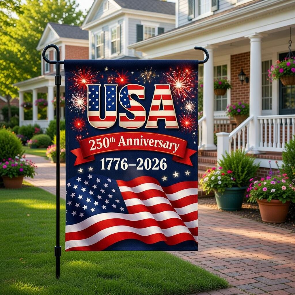 America 250th Anniversary Garden Flag, 1776-2026 Patriotic Eagle Flag, Custom Family Yard Decor