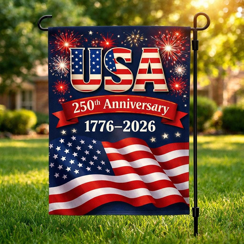 America 250th Anniversary Garden Flag, 1776-2026 Patriotic Eagle Flag, Custom Family Yard Decor