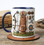 Custom Name Archery Accent Mug, Target Shooting Coffee Mug, Gift For Him, Father's Day Gift For Dad Grandpa