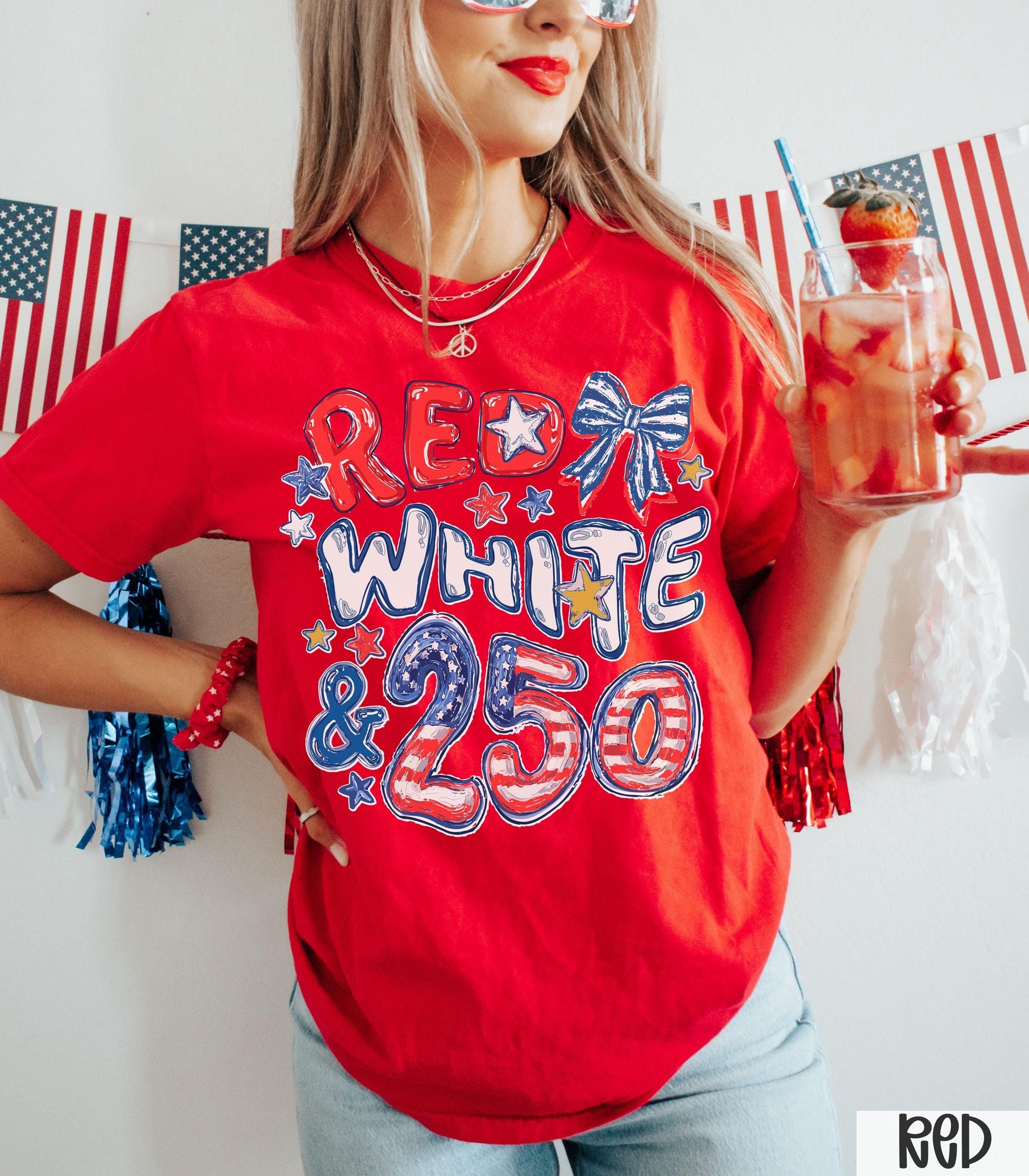 Comfort Colors 250th Anniversary Shirt, Red White and 250 Tee, 4th of July Shirt, Preppy Patriotic Tee, USA America Shirt, Flag Tshirt