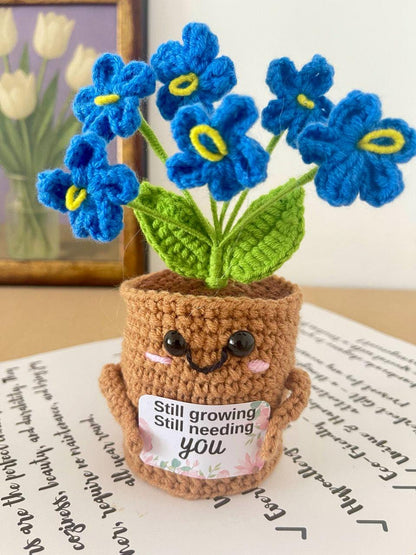 Personalized Gift – Crochet Flower Pot Decor – Encouragement Gift – Emotional Support Gift – Mental Health Desk Decor