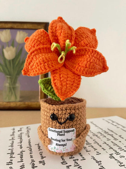 Personalized Gift – Crochet Flower Pot Decor – Encouragement Gift – Emotional Support Gift – Mental Health Desk Decor