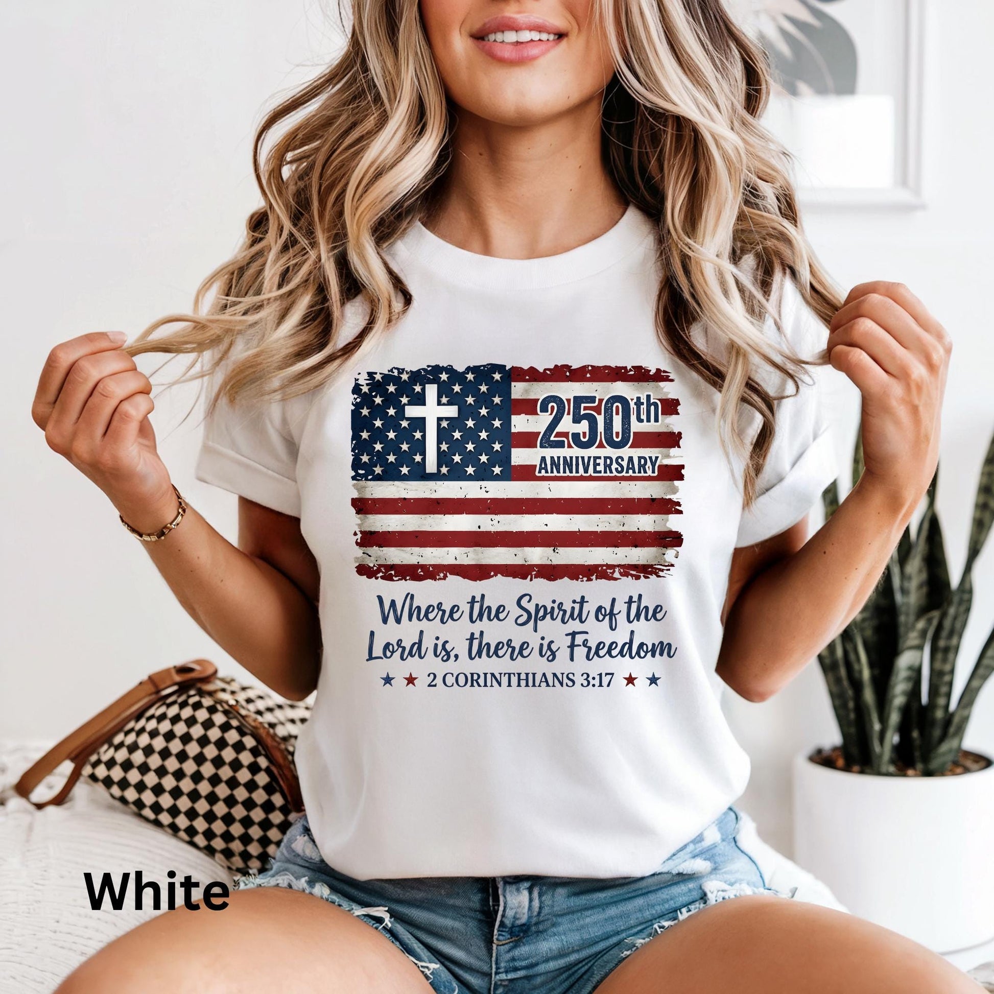 Freedom Christian America 250th Anniversary Shirt, Distressed Jesus 4th Of July Shirt, American Flag Shirt, Faith Bible Verse Tee