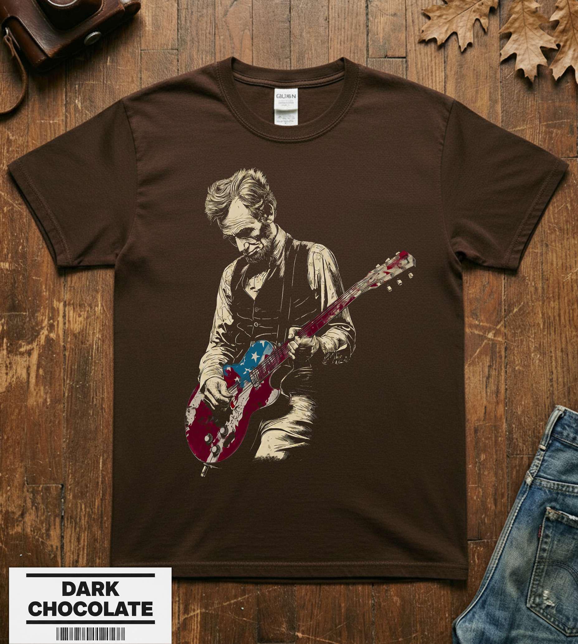 Funny Abe Lincoln Guitar Shirt Abraham Lincoln Vintage History Music Lover Retro Gift Tee