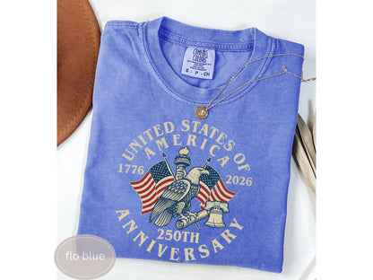 USA 250th Anniversary Comfort Colors Shirt, America 250th Shirt, America 250 Tee, USA Flag Vintage T-Shirt, Usa 250th anniversary