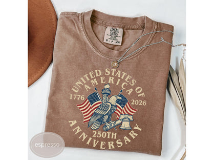 USA 250th Anniversary Comfort Colors Shirt, America 250th Shirt, America 250 Tee, USA Flag Vintage T-Shirt, Usa 250th anniversary