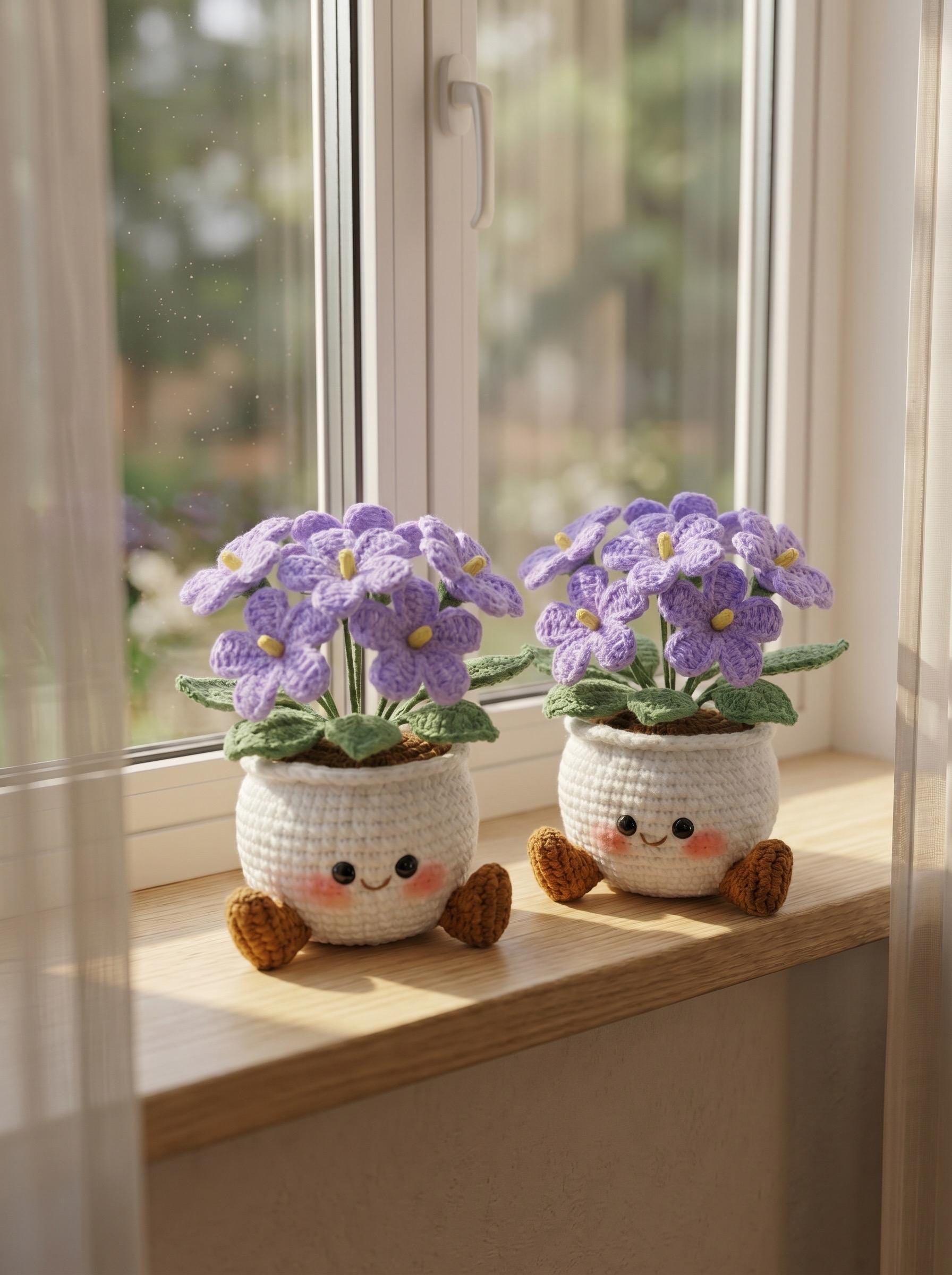 Handmade Crochet Smiling Daisy Flower Pot | Cute Desk - Home Decor | Relaxing Gift for Mom & Girlfriend | Kawaii Flower Gift | Crochet Daisy