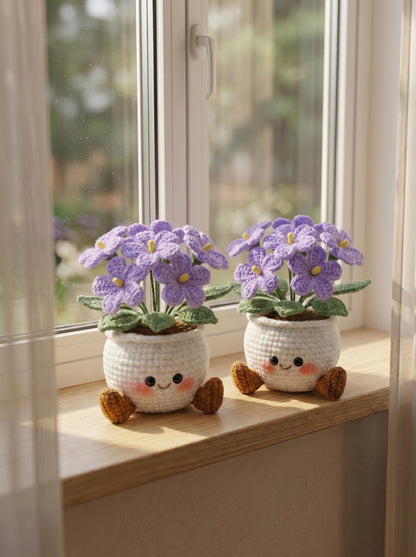Handmade Crochet Smiling Daisy Flower Pot | Cute Desk - Home Decor | Relaxing Gift for Mom & Girlfriend | Kawaii Flower Gift | Crochet Daisy