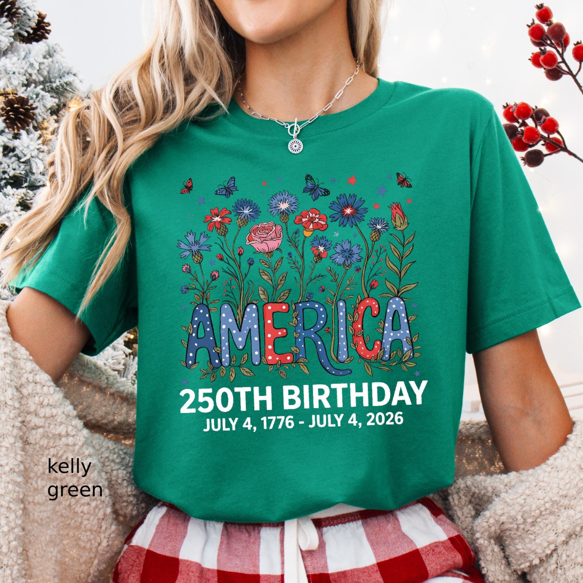 Flower USA Shirt, 250th Anniversary Shirt, 4th of July Gift, Independence Day T-Shirt, Patriotic USA Shirt, America Floral Birthday Tee