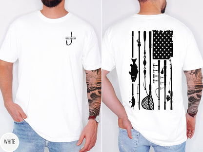 Reel Cool Dad Tshirt For Fishing Lover Outdoor Angler Tshirt Fathers Day Gift American Flag Tee For Grandpa New Dad Tshirt Present For Him