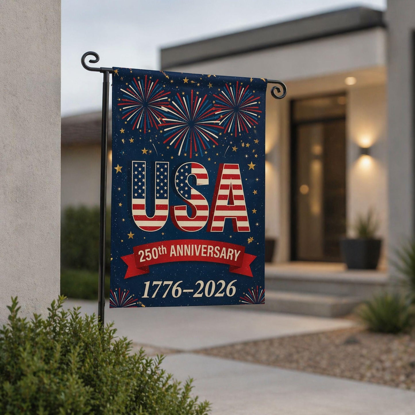USA 250th Anniversary Firework Flag, 250 America 250th Celebration House Flag, Festive 1776-2026 Garden Flag, US 250th Birthday Party Decor