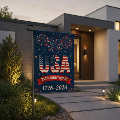 USA 250th Anniversary Firework Flag, 250 America 250th Celebration House Flag, Festive 1776-2026 Garden Flag, US 250th Birthday Party Decor