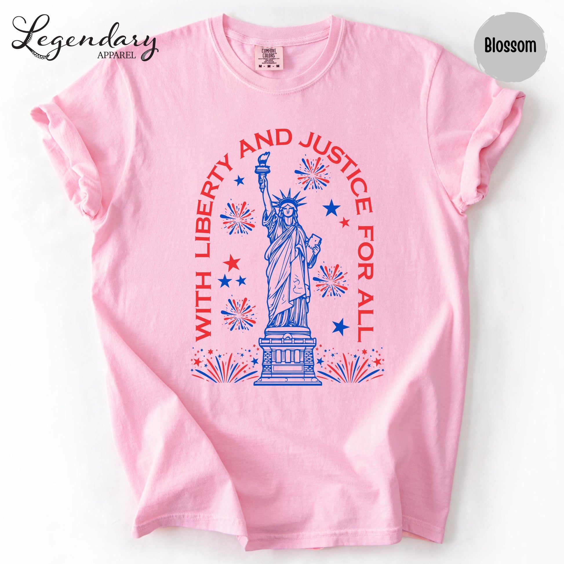 Statue of Liberty TShirt Patriotic Freedom Comfort Colors Tee 4th of July Pledge of Allegiance Liberty and Justice For All Shirt