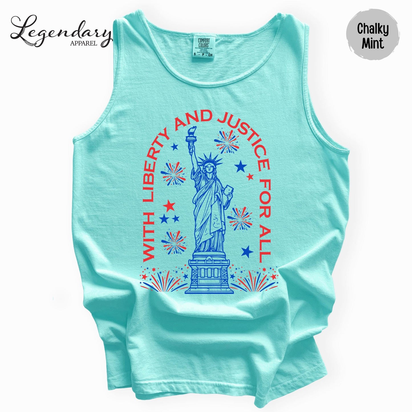Statue of Liberty TShirt Patriotic Freedom Comfort Colors Tee 4th of July Pledge of Allegiance Liberty and Justice For All Shirt