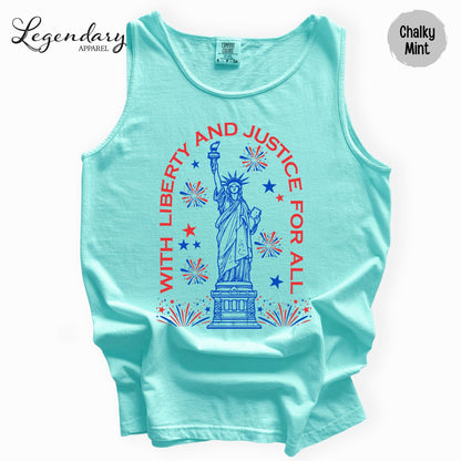 Statue of Liberty TShirt Patriotic Freedom Comfort Colors Tee 4th of July Pledge of Allegiance Liberty and Justice For All Shirt