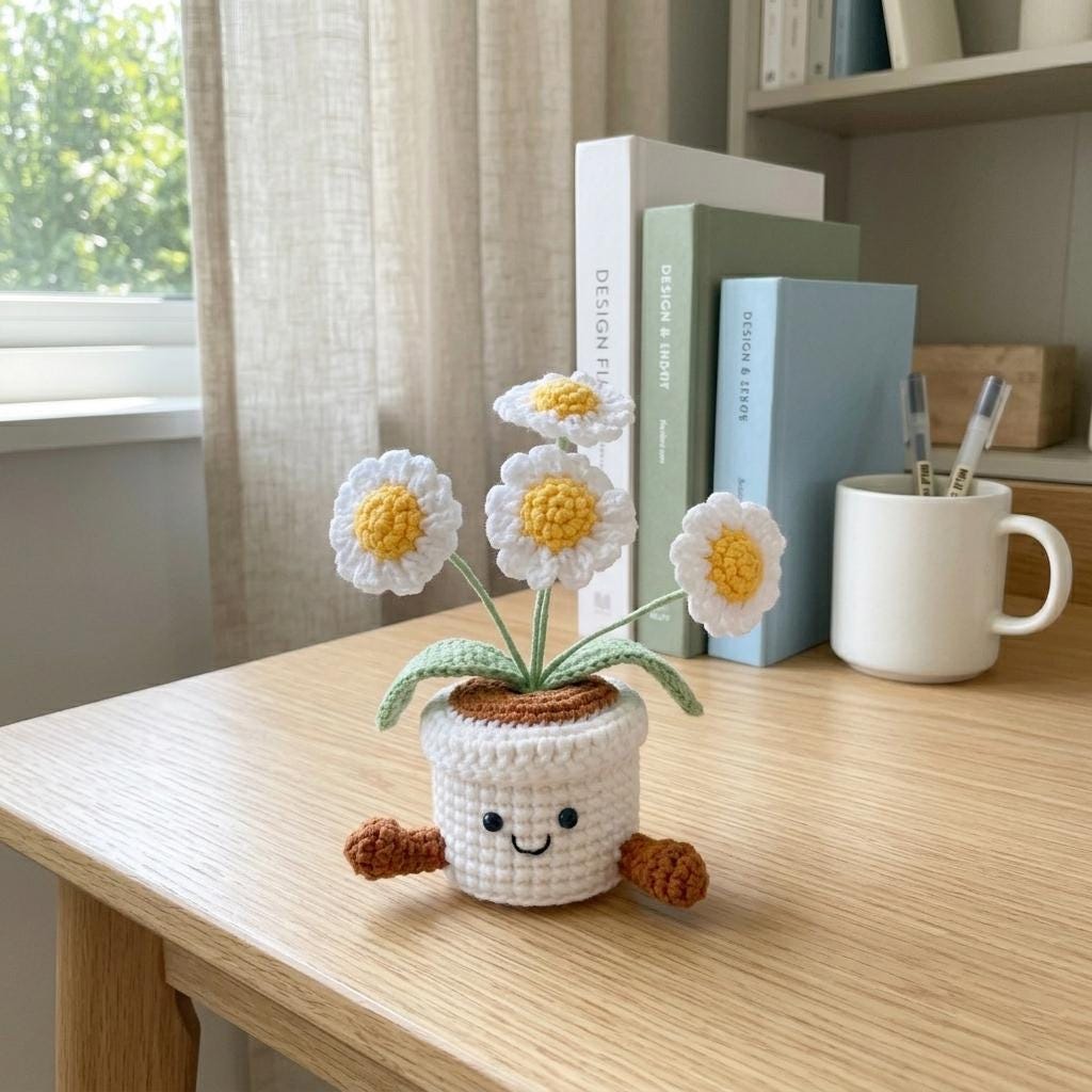 Crochet Tulip Flowers in Pot,Knit Rose,Plant Pot Gifts for Birthday,Anniversary,Congratulations Gifts,Office Desktop,Room Decoration