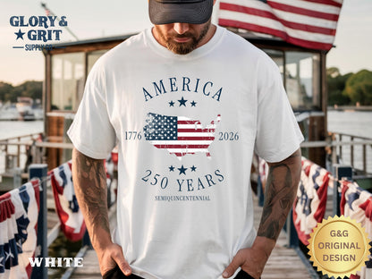 America 250th Anniversary Shirt, Patriotic Comfort Colors Tee, Semiquincentennial 1776–2026, Fourth of July Apparel