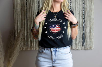 America 1776 2026 Shirt, USA 250th Anniversary Tee, Patriotic Fourth Of July Gift, Stars Stripes 250 Years Freedom T-shirt