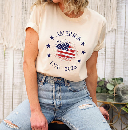 America 1776 2026 Shirt, USA 250th Anniversary Tee, Patriotic Fourth Of July Gift, Stars Stripes 250 Years Freedom T-shirt