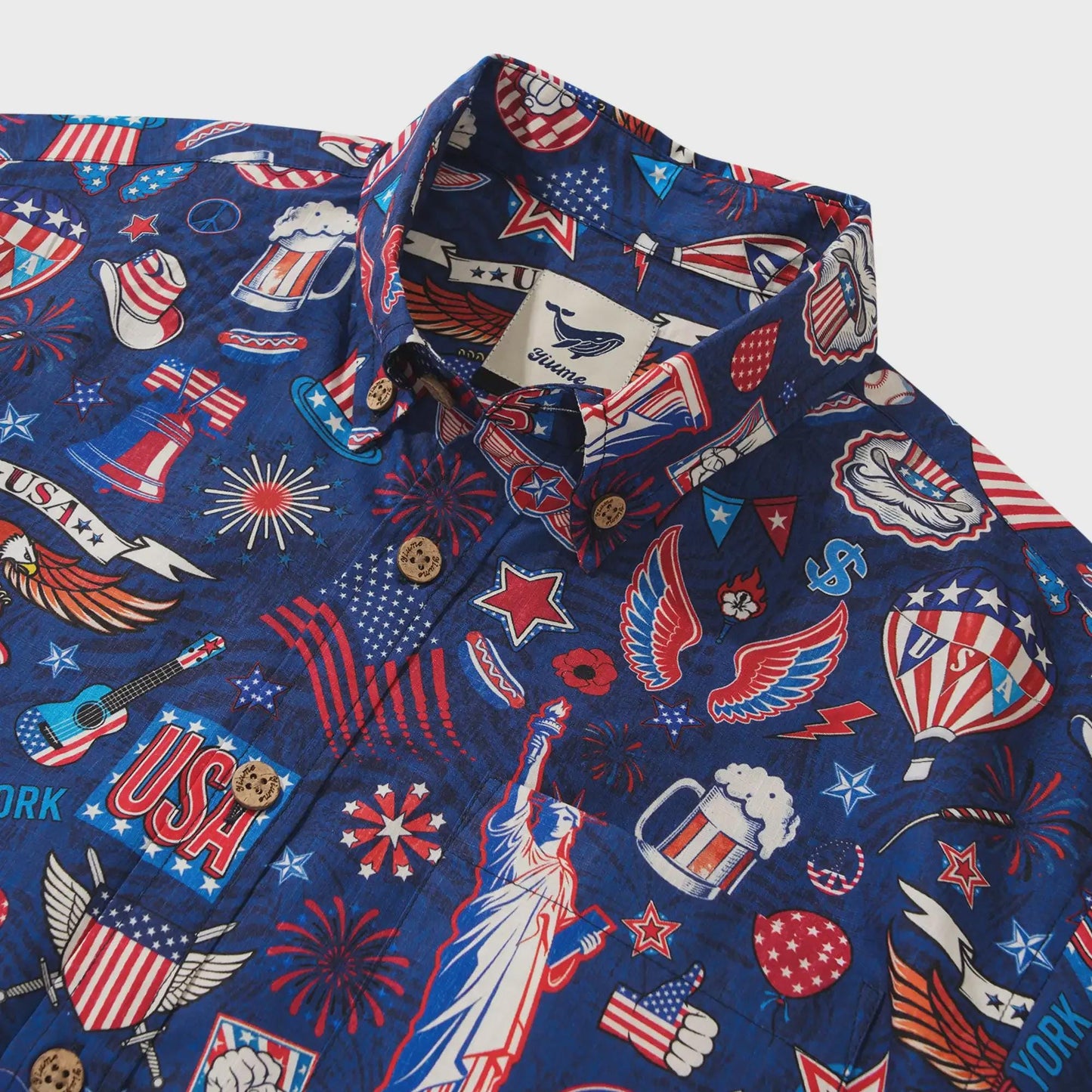 America 250 Hawaiian Shirt Men 1776-2026 | Patriotic Button Down 100% Cotton Aloha Liberty Blue USA Celebration