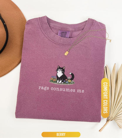 Funny Cat Meme Comfort Colors® Shirt, Rage Consumes Me, Oversize, Women, Mens, Cat Comfort Colors T-shirt