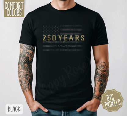 Comfort Colors® Retro Usa 250 Shirt, Independence Day Shirt, Celebrate 250th Anniversary Shirt Usa Flag Tee 4th of July Shirt Patriotic Gift