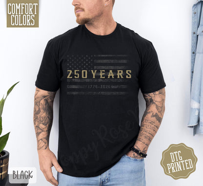 Comfort Colors® Retro Usa 250 Shirt, Independence Day Shirt, Celebrate 250th Anniversary Shirt Usa Flag Tee 4th of July Shirt Patriotic Gift