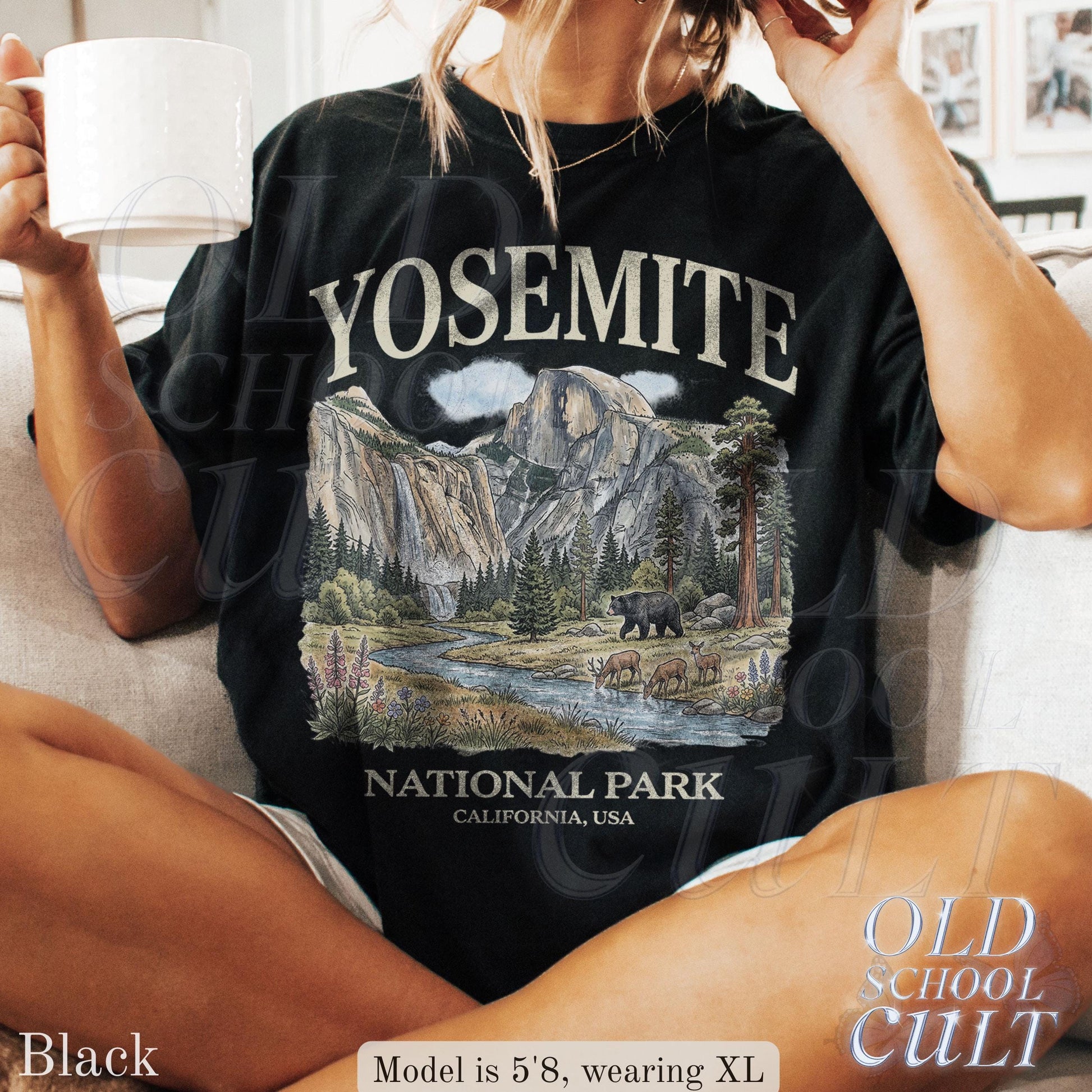 Yosemite National Park Vintage 90s Graphic T-Shirt, Retro Comfort Colors® California Wildlife Bear USA Unisex Tee