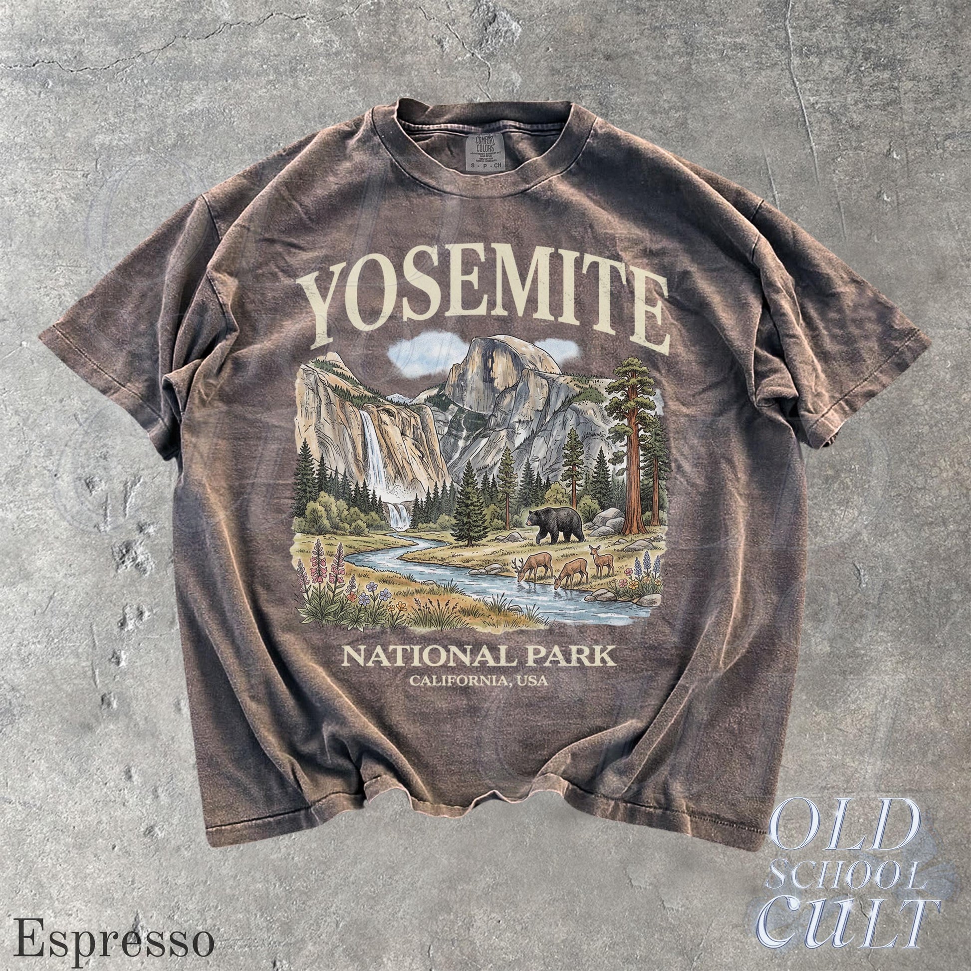Yosemite National Park Vintage 90s Graphic T-Shirt, Retro Comfort Colors® California Wildlife Bear USA Unisex Tee
