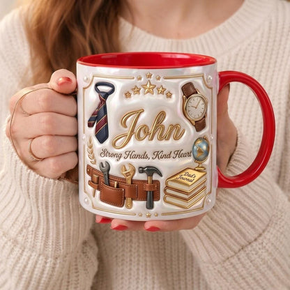 Personalized Dad Ceramic Mug, Custom Built With Love Cup, Father Gift, Dad Energy Keepsake