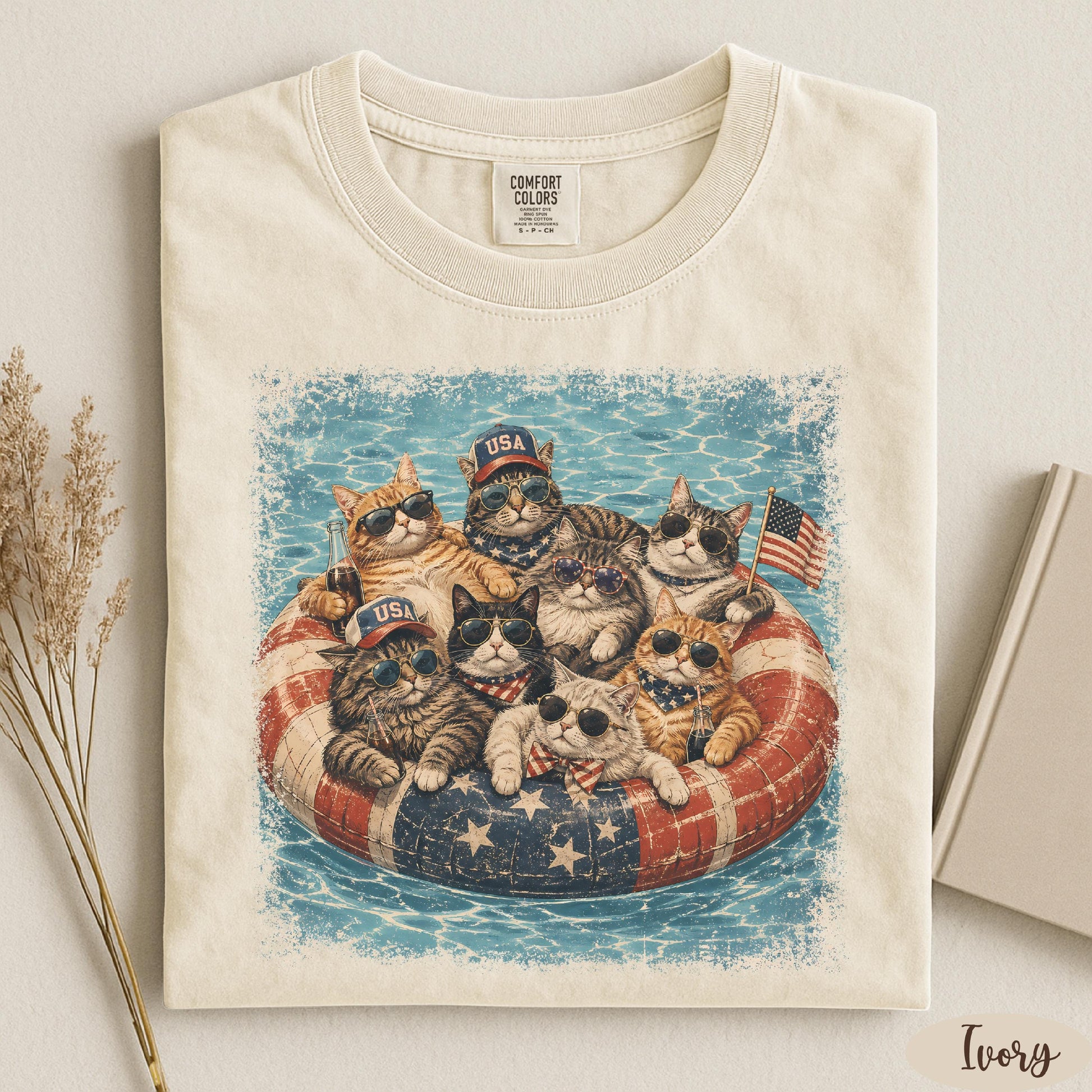Patriotic Cats Shirt, USA Cat Shirt, 4th of July Shirt, Independence Day Shirt, Comfort Colors® Summer Vibes Shirt, Summer Cats Shirt