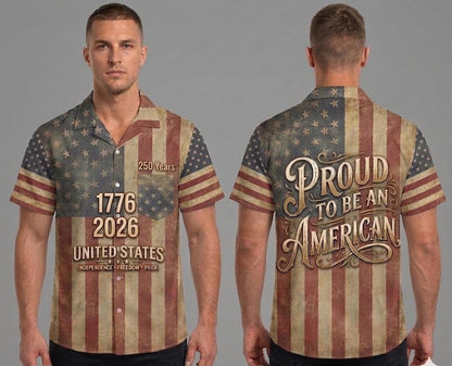 USA Semi-Quincentennial Hawaiian Shirt - 250th Anniversary - Patriotic Bald Eagles and American Flags