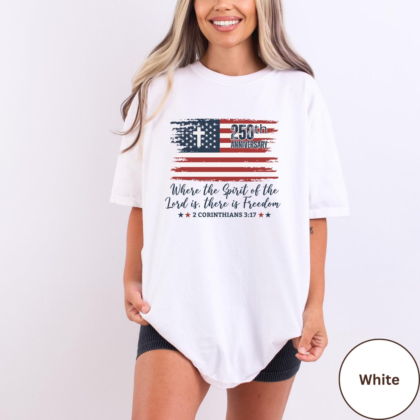 Christian America 250th Anniversary Shirt Comfort Colors®, Distressed Jesus 4th Of July Shirt, American Flag Shirt, Freedom Bible Verse Tee