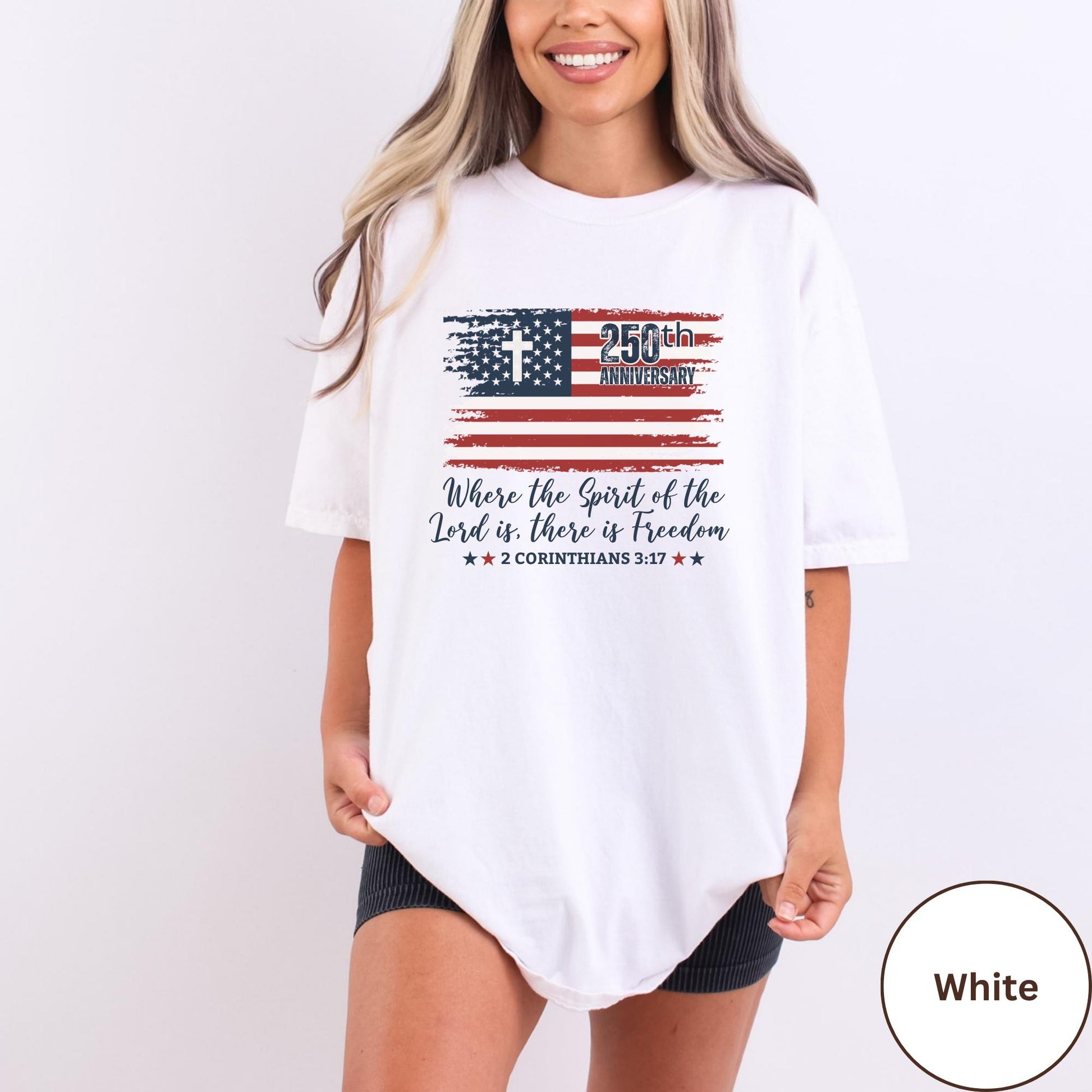 Christian America 250th Anniversary Shirt Comfort Colors®, Distressed Jesus 4th Of July Shirt, American Flag Shirt, Freedom Bible Verse Tee