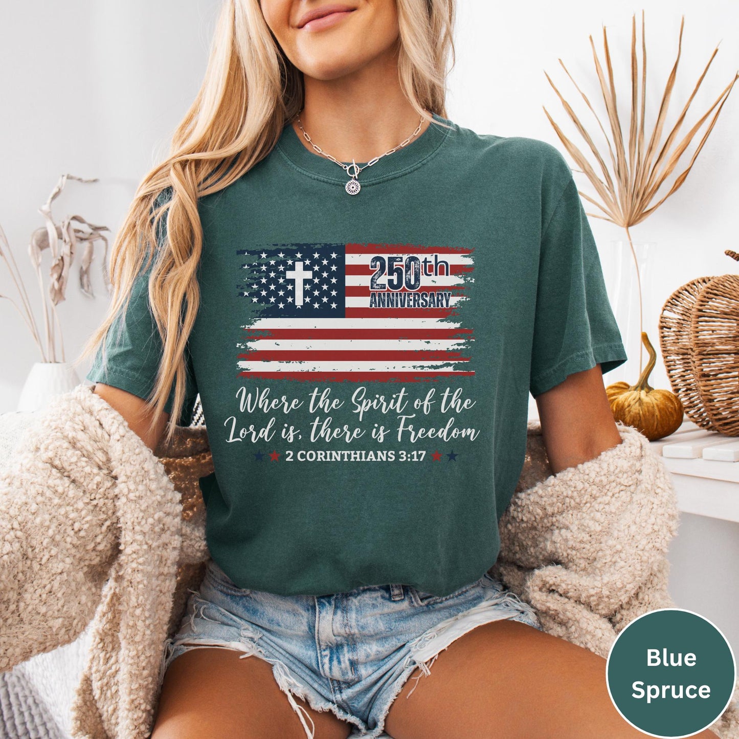 Christian America 250th Anniversary Shirt Comfort Colors®, Distressed Jesus 4th Of July Shirt, American Flag Shirt, Freedom Bible Verse Tee