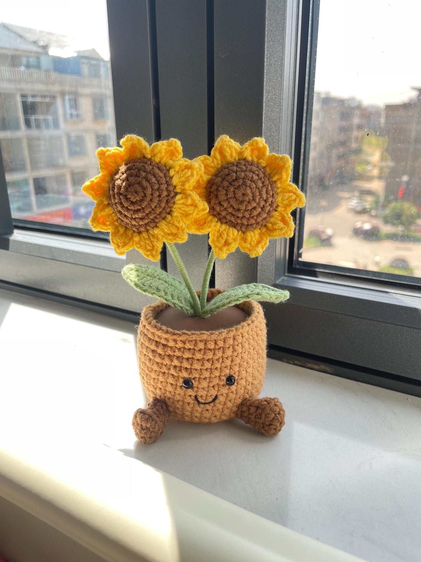Handmade Crochet Tulip Flower Pot, Pink, Purple, Orange, Cute Gift for Mom, Girlfriend, Friend,Crochet Rose Bouquet, Birthday Gift