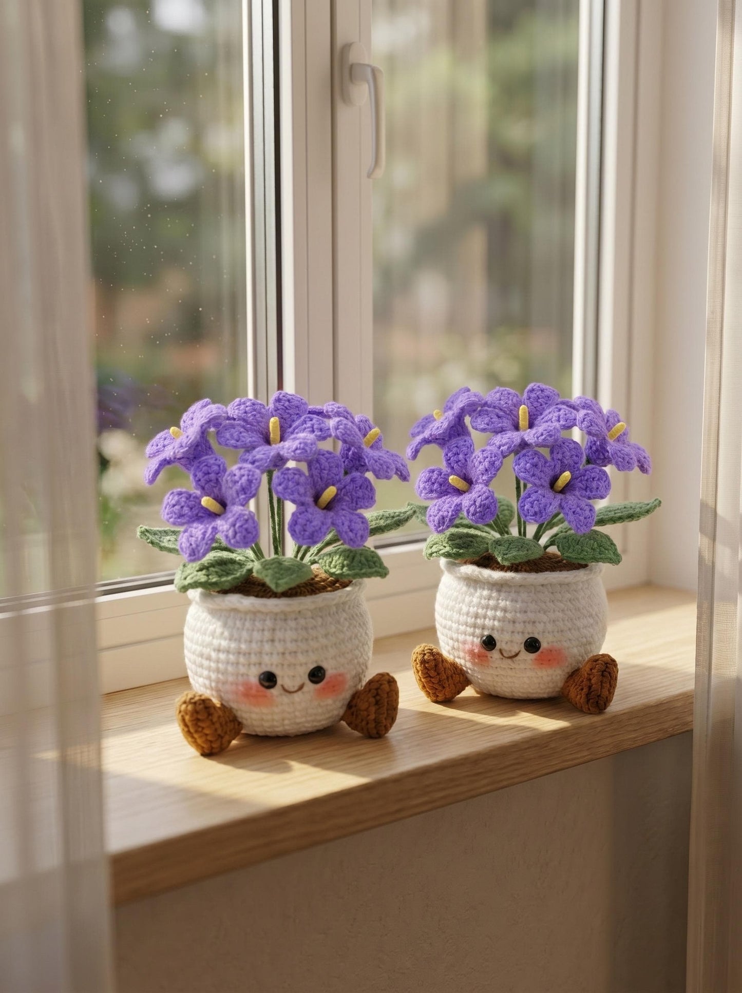 Handmade Crochet Smiling Daisy Flower Pot | Cute Desk - Home Decor | Relaxing Gift for Mom & Girlfriend | Kawaii Flower Gift | Crochet Daisy