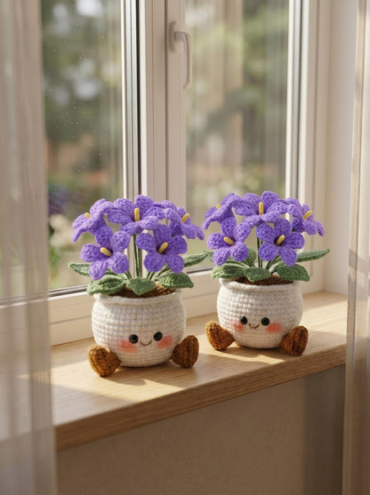 Handmade Crochet Smiling Daisy Flower Pot | Cute Desk - Home Decor | Relaxing Gift for Mom & Girlfriend | Kawaii Flower Gift | Crochet Daisy