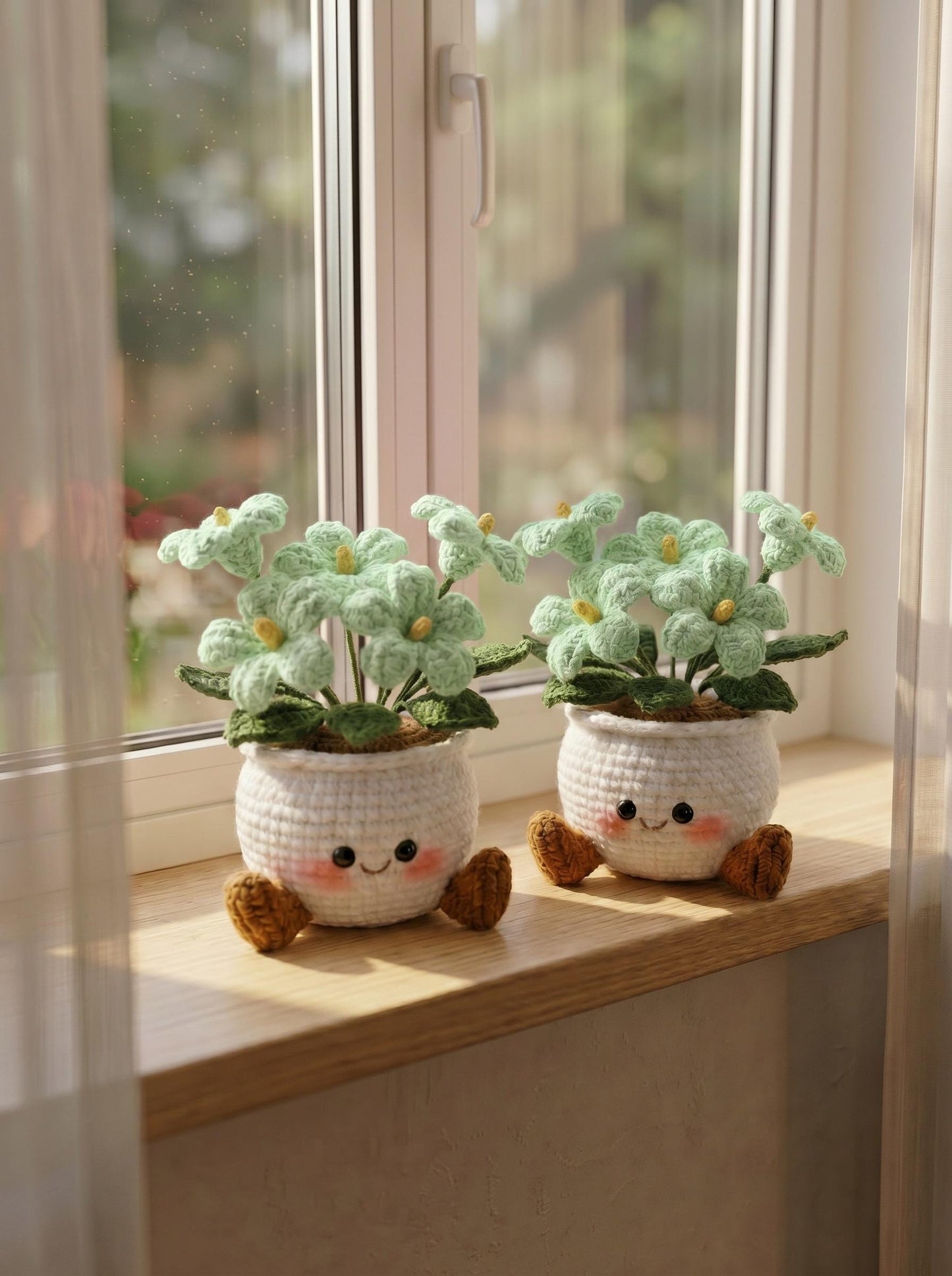Handmade Crochet Smiling Daisy Flower Pot | Cute Desk - Home Decor | Relaxing Gift for Mom & Girlfriend | Kawaii Flower Gift | Crochet Daisy