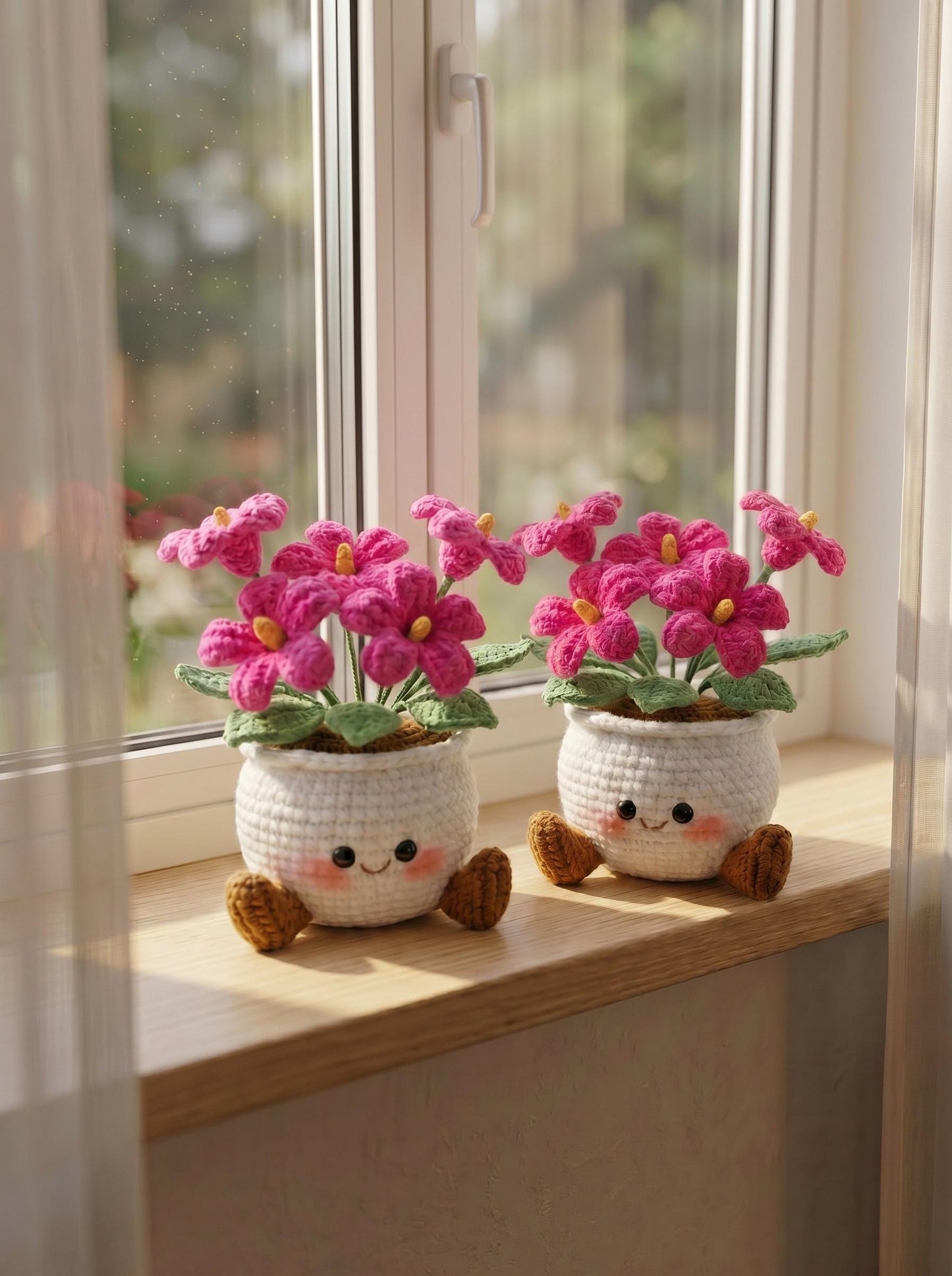 Handmade Crochet Smiling Daisy Flower Pot | Cute Desk - Home Decor | Relaxing Gift for Mom & Girlfriend | Kawaii Flower Gift | Crochet Daisy