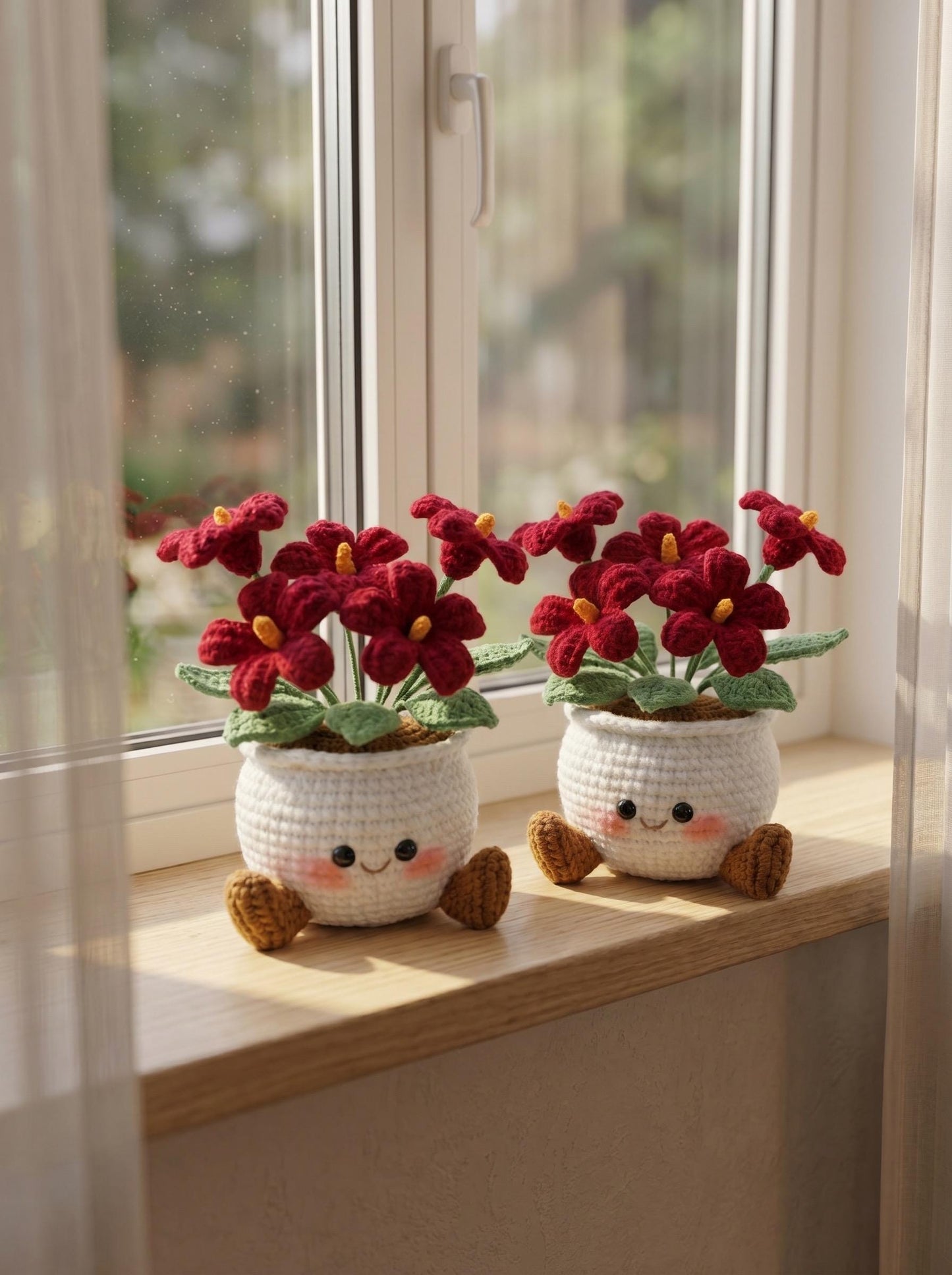 Handmade Crochet Smiling Daisy Flower Pot | Cute Desk - Home Decor | Relaxing Gift for Mom & Girlfriend | Kawaii Flower Gift | Crochet Daisy