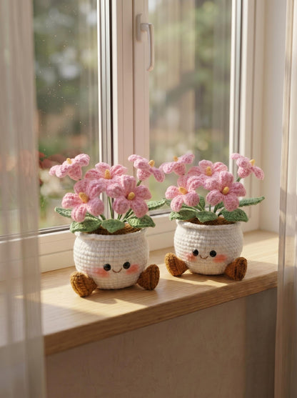 Handmade Crochet Smiling Daisy Flower Pot | Cute Desk - Home Decor | Relaxing Gift for Mom & Girlfriend | Kawaii Flower Gift | Crochet Daisy