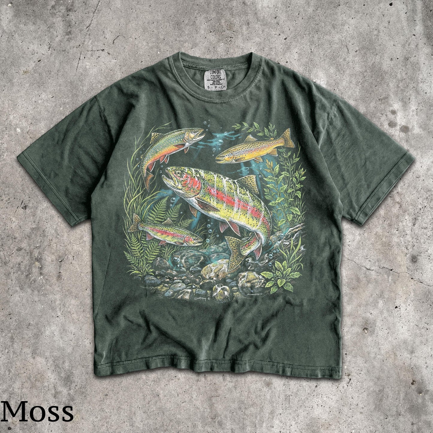 90s River Wildlife T-Shirt - Men & Women's Unisex Graphic Tee - Vintage Rainbow Trout Tee - Fishing Shirts - Retro Fish Shirt - Nature Top