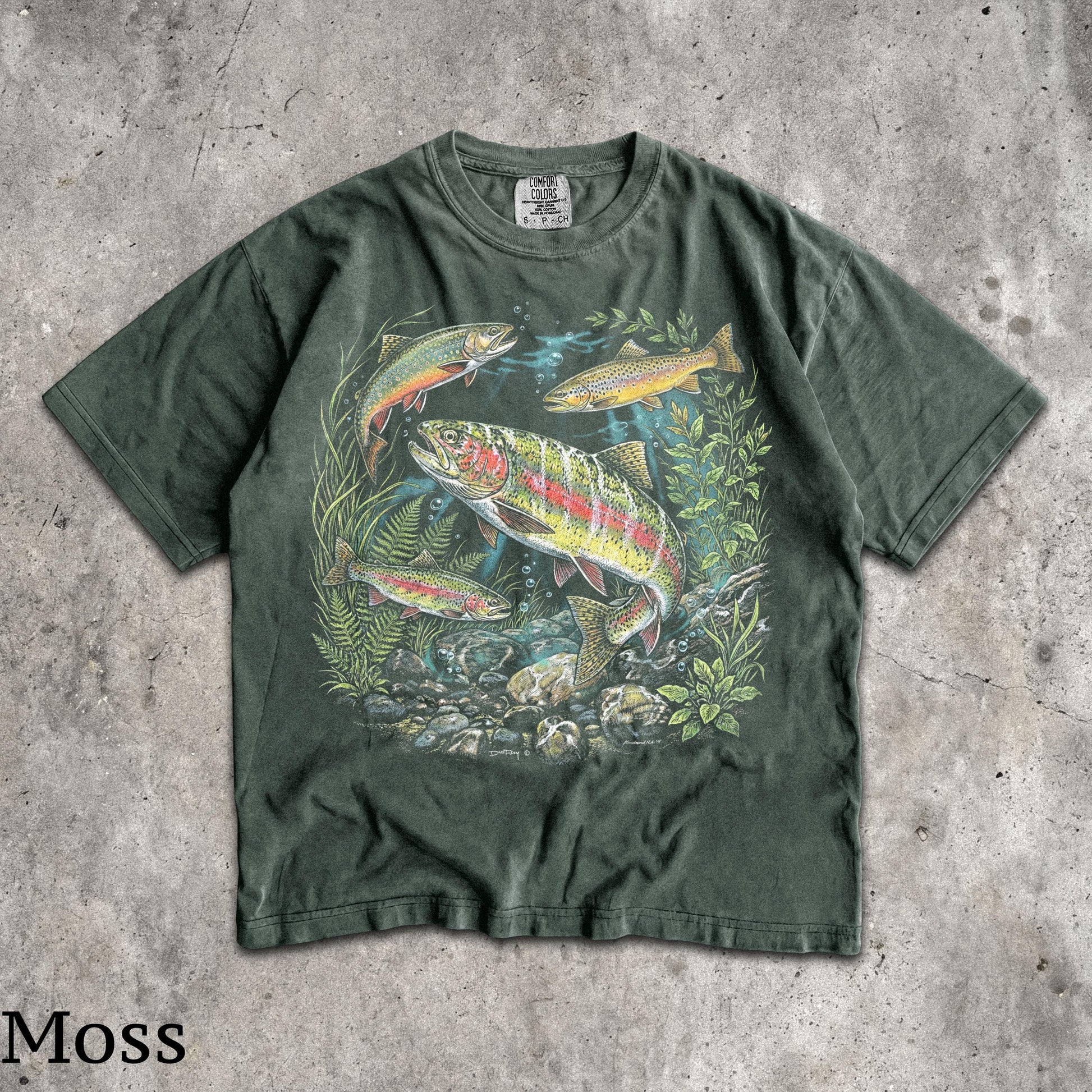 90s River Wildlife T-Shirt - Men & Women's Unisex Graphic Tee - Vintage Rainbow Trout Tee - Fishing Shirts - Retro Fish Shirt - Nature Top