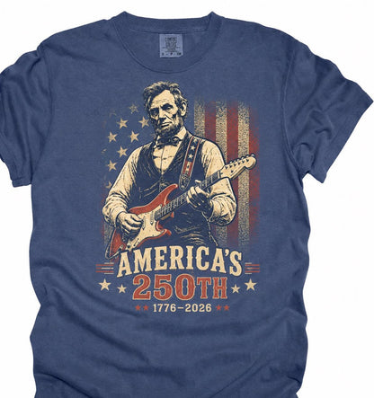 Abraham Lincoln Guitar Shirt, America 250th Patriotic Music Tee (1776-2026)