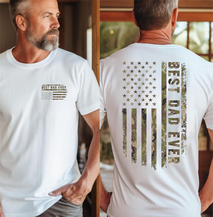 Comfort Colors Best Dad Ever Shirt, Camo American Flag Tee, Patriotic Dad, Fathers Day Gift, S1293