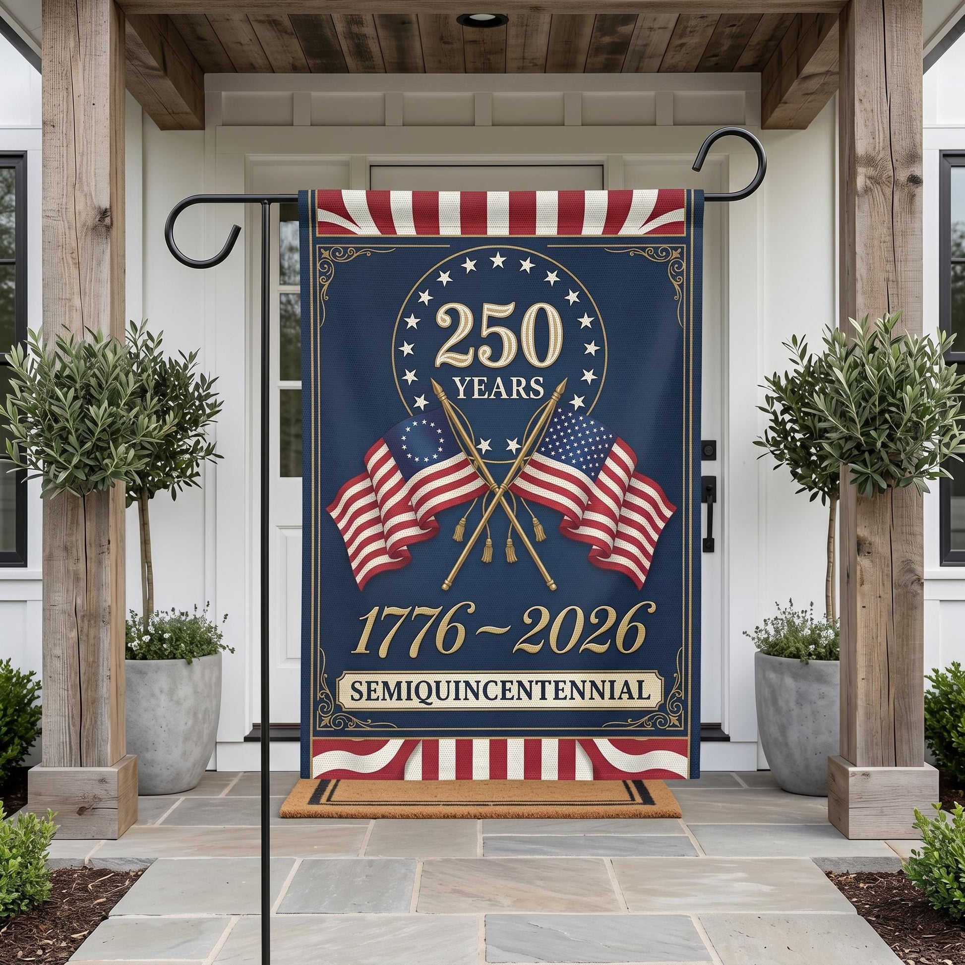 USA 250 Years Garden Flag, 1776-2026 Semiquincentennial Yard Banner, Patriotic American Anniversary Decor, 250th Celebration Outdoor Sign