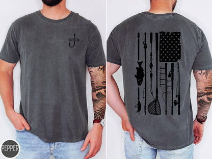 Reel Cool Dad Tshirt For Fishing Lover Outdoor Angler Tshirt Fathers Day Gift American Flag Tee For Grandpa New Dad Tshirt Present For Him