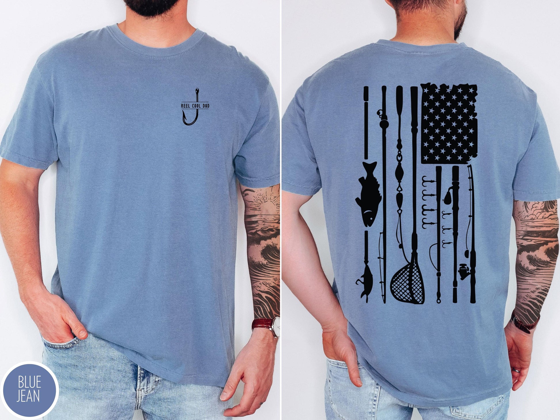 Reel Cool Dad Tshirt For Fishing Lover Outdoor Angler Tshirt Fathers Day Gift American Flag Tee For Grandpa New Dad Tshirt Present For Him