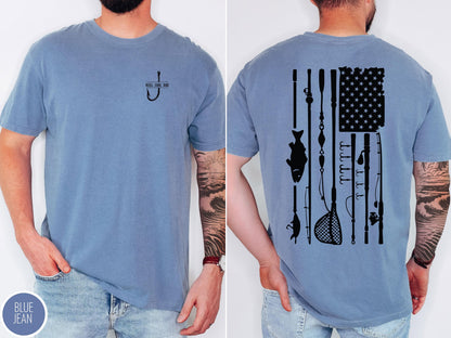 Reel Cool Dad Tshirt For Fishing Lover Outdoor Angler Tshirt Fathers Day Gift American Flag Tee For Grandpa New Dad Tshirt Present For Him